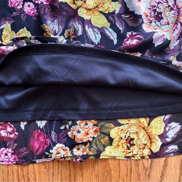 DR2 Floral Lined Sleeveless Belted Elasticized Waist Maroon Dress Women’s Size S - Picture 8 of 13